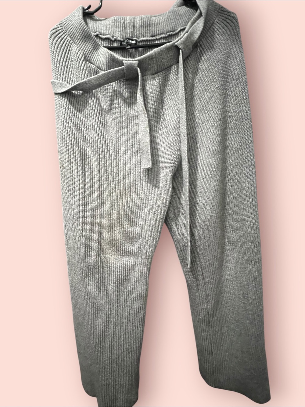 Fashion Nova Ribbed Tie-Waist Knit Pants - Gray